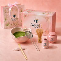 Ensemble de cérémonie du thé japonais Anji Newell, huit pièces, bol en céramique avec support pour fouet et accessoires faits à la main pour la maison