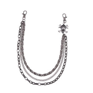 Elegante Cadena de Pantalones de Metal Multicapa con Calavera Pirata Negra, Cadena de Cintura Casual de Hip Hop de Aleación de Zinc, Negro Metálico con Múltiples Eslabones - Product Image 5