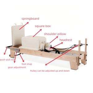 อุปกรณ์ออกกำลังกายพิลาทิสแบบเรฟอร์มเมอร์ ทำจากไม้โอ๊ค สำหรับฝึกสมดุลแกนกลางลำตัว พร้อมโลโก้สั่งทำพิเศษ - Product Image 2