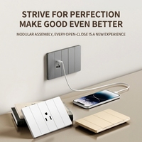 Enchufe de pared americano de plástico con 2 tomas de corriente, 6 orificios, doble interruptor canadiense y USB Tipo-C