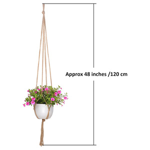 Support de pot de jardin créatif en filet tressé respirant, fait main en corde de coton et de lin, design simple, pour intérieur et <span class=keywords><strong>extérieur</strong></span>, à suspendre au mur - Product Image 6