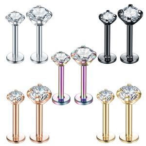 Set di punte filettate internamente in <span class=keywords><strong>acciaio</strong></span> <span class=keywords><strong>chirurgico</strong></span> 316L CZ Lip Stud Tragus <span class=keywords><strong>Piercing</strong></span> all'<span class=keywords><strong>orecchio</strong></span> Labret <span class=keywords><strong>Piercing</strong></span> Jewelry - Product Image 3