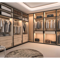 Prima 2025 ensemble de garde-robe de plain-pied modulaire moderne et minimaliste personnalisé avec planche en bois en aluminium et verre pour armoire de chambre à coucher