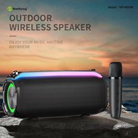 2 Mikrofonlu NR8809W RGB BT HIFI Müzik Çift Mikrofonlu Surround Karaoke Amfi Hoparlör Kablosuz KTV Açık Hava Ev Taşınabilir Kemerli