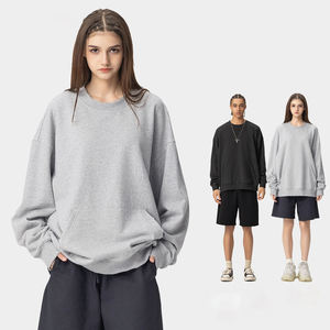 LH2024 사용자 정의 420 Gsm 면 혼합 캥거루 포켓 남성용 여성용 대형 크루넥 고민 스웻셔츠 - Product Image 1