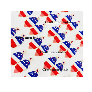 Pendientes de Perlas Hechos a Mano, Estilo Clásico, Joyería de Moda, Diseño de Borlas Bordadas, Color Personalizado, Tema de la Bandera de EE. UU. - Product Image 1