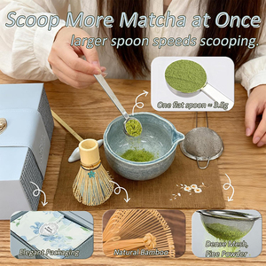 Ensemble fouet Matcha de luxe 8 pièces 100 broches Chasen bol en céramique fait à la main Kit de boîte à thé personnalisée Certification sanitaire de l'UE - Product Image 5