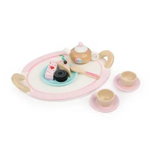 卸売 茶木のおもちゃ-子供用木製アフタヌーンティーデザートおもちゃキッズクッキングキッチンおもちゃ