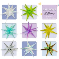 Ballons en aluminium EASTTERN 4D métalliques transparents irisés blanc nacré jetables imprimés 4 couleurs étoiles éclatantes