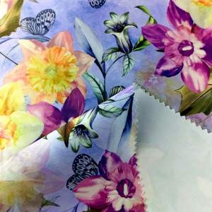 Nouveauté 100% polyester doux satin de soie multicolore imprimé floral <span class=keywords><strong>tissu</strong></span> tissé pour robe de filles vêtements de danse et vêtements de nuit - Product Image 5