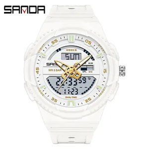SANDA9030ユニークな中国製ユニセックスデジタルウォッチベストパワーシリコンバンドアラームウィークディスプレイスポーツ旅行腕時計