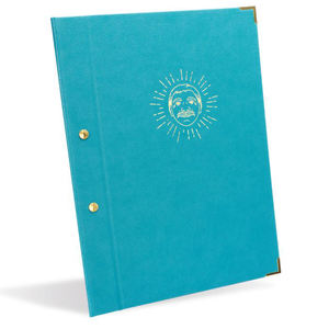 Menu de restaurant de haute qualité en similicuir bleu, format A4, reliure à vis, cartes de menu à double panneau, couverture de menu - Product Image 2