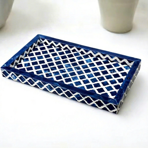 Plateau incrusté d'os et de résine fait à la main Plateau décoratif élégant pour servir les desserts, le café, le thé, les collations, la maison, le bureau - Product Image 1