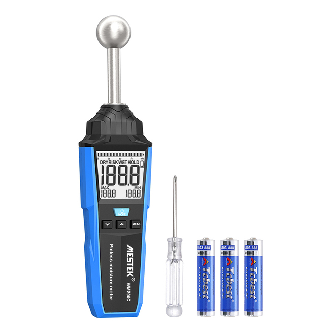 Multifunctional Blue Non-Invasive Digital Spherical Moisture Meter LCD Display for Soil Plank Wall Wood Concrete Moisture Tester