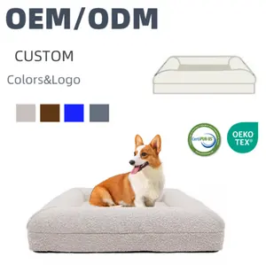 Custom Wholesale Anti Anxiety Durable Luxury Large Orthopedic Memory Foam Washable Pet Dog Bed