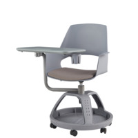 Chaise de formation ergonomique moderne Wangzuo en maille, pliable et pivotante, avec accoudoirs réglables et tablette/support d'écriture pour l'école, le bureau et l'hôpital