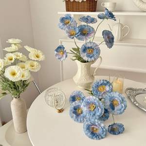 Amapolas Artificiales de Seda, Flores Blancas, Rosas, Naranjas, Azules y Moradas, con Efecto de Terciopelo, Alta Simulación, Decoración para Bodas, Mesa de Salón - Product Image 3