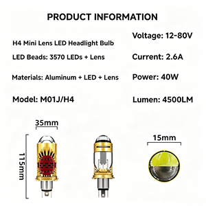 Phare de <span class=keywords><strong>moto</strong></span> JHS Lamp-<span class=keywords><strong>u</strong></span> Motor <span class=keywords><strong>Moto</strong></span> 9003/HB2 à branchement direct, double lentille fisheye, projecteur <span class=keywords><strong>mini</strong></span> H4 Bi-LED M01J pour <span class=keywords><strong>moto</strong></span> et voiture - Product Image 6