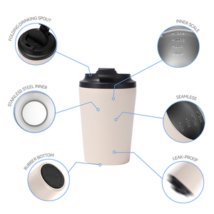 Tazza da caffè con Logo personalizzato in acciaio inossidabile con doppia parete isolata da 12 once tazza da caffè riutilizzabile ecologica per <span class=keywords><strong>sport</strong></span> all'aria aperta tazza da viaggio - Product Image 2