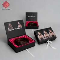 Baoren Prix de gros Boîte cadeau noire personnalisée avec logo pour emballage de perruques, sacs de luxe pour perruques de cheveux humains