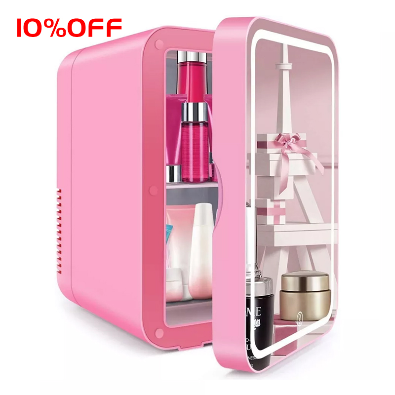 Новая мода 8L автомобиля 12v маленький портативный мини-зеркало со стеклянной дверью Настольный холодильник набор кисточек для макияжа для ухода за кожей и холодильник