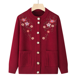 Suéter de punto cálido para mamá, cárdigans cálidos para mujer, tallas grandes, camisa de fondo, suéter de abuela, abrigo, suéter de gran tamaño, cárdigan - Product Image 4