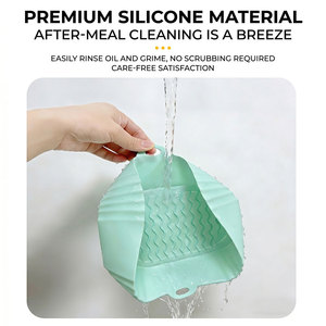 Set di Rivestimenti Riutilizzabili in Silicone per <span class=keywords><strong>Friggitrice</strong></span> <span class=keywords><strong>ad</strong></span> <span class=keywords><strong>Aria</strong></span>, <span class=keywords><strong>Accessori</strong></span> per Cestello Quadrato Antiaderente Resistente al Calore Senza BPA di Grado Alimentare - Product Image 6