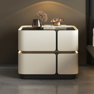 Mesita de noche de madera maciza de lujo, moderna, creativa, inteligente, ligera, de alta sensación, muebles de almacenamiento sustitutos para dormitorio - Product Image 1