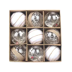 8cm 9 pièces boules de Noël ornement décorations de boule suspendue de Noël pour les décorations d'arbre de Noël fête à la maison