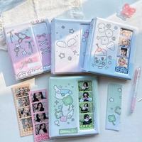 Album de collection de cartes K-pop coloré et mignon à 4 pages, grand album de rangement pour cartes, album de collection de cartes instantanées 4 carrés