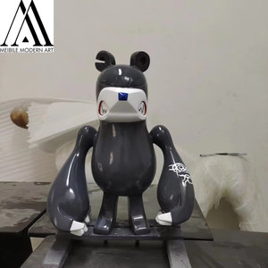 Cyberpunk Art Toy รูปปั้นหมีขาเรซินอุปกรณ์แสดงภาพศิลปะป๊อปสุดเท่ห์กราฟฟิตีประติมากรรมลายหมี - Product Image 1