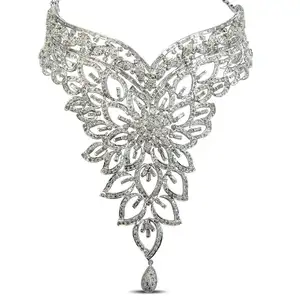 Ensemble collier diamant pour femme IGI & Ingemco Certified Danglers with Real Diamonds Necklace Wedding Set Bridal Gold neck Set