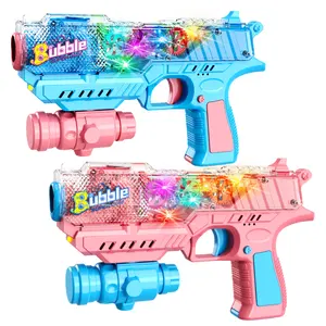 Led Light Up Bubbles Blaster Blower Battery Operated Bubble Gun With Bottle Solutions For Kid Outdoor Summer Game Party