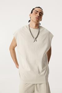 Chaleco Vintage Tejido 100% Algodón Transpirable Teñido con Cera Lavado Desgastado Sin Mangas Estilo Hip Hop Ropa Deportiva Casual para Hombre - Product Image 2