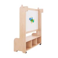 Chevalet de dessin en bois pour enfants avec rangement, double face, panneau transparent, idéal pour la garderie, la maternelle et la salle de classe