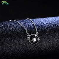 Collier en moissanite en forme de planète en argent sterling 925, chaîne en argent avec design planète en moissanite