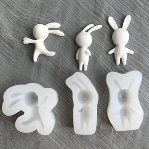 Cetakan silikon buatan tangan kelinci kartun baru untuk lilin kue Aromaterapi Kristal Dropping Gel gula gipsum dikemas dalam tas - Product Image 3