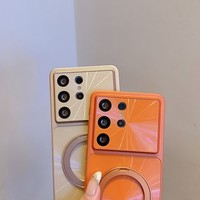 Étui de téléphone magnétique mat coloré irisé avec béquille rotative à 360 degrés pour Samsung Galaxy S26 S25 Ultra S24 Plus