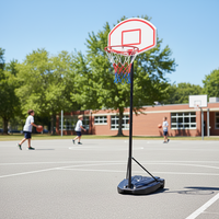 Support de basket-ball pliable réglable en PE de 1,57 à 2,07 m, panier de basket pour enfants avec panneau arrière, base stable, montage facile, intérieur/extérieur