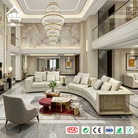Canapé sectionnel en cuir courbé, table basse en marbre, mobilier sur mesure en métal pour toute la maison, canapé de luxe tout-en-un pour salon