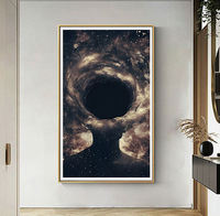 Arte de Pared en Lienzo con Diseño de Agujero Negro Surrealista, Silueta Humana, Galaxia, Nebulosa, Impresiones Artísticas Cósmicas Modernas para Decoración del Hogar