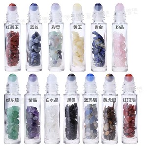 10ml Feng Shui Roller Bottle for Essential Oils Handmade with Natural Rose Quartz Amethyst <strong>Jade</strong> Crushed <strong>Stones</strong> Reiki Theme - Product Image 4
