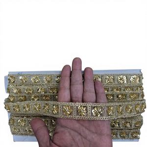 Wholesale 100% Polyester Eco-Friendly Customized Color Embroidery <b>Beaded</b> Rhinestone Lace <b>Trim</b> Borders Clothing Gifts 1 Piece - Product Image 1