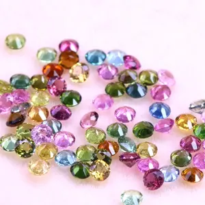 Round-cut natural tourmaline clean and crystal-free Brazilian rainbow tourmaline multicolor bare stone