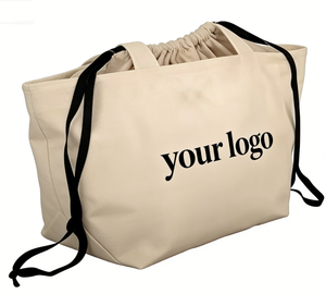 Grand sac fourre-tout en toile de coton surdimensionné pour femme avec poche à cordon, logo personnalisé, idéal pour le week-end, la plage, les cadeaux, le shopping, motif lettres - Product Image 2