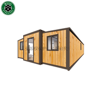 Maison préfabriquée extensible en bois clair, en forme de L, pliable et mobile, pour hôtel de villégiature, camping et hébergement de vacances