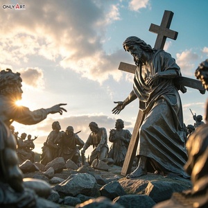 Iglesia Católica Cristiana Estatua de Bronce Décima Estación Tamaño Real Ropa de Jesús Tomada Famoso Jesús 14 Estación Escultura de Latón - Product Image 2