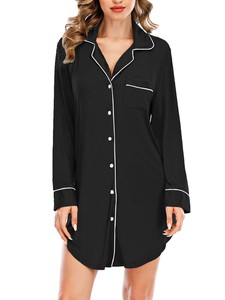 Factory Wholesale Casual Modal <strong>Dressing</strong> <strong>Gown</strong> for Women Lapel <strong>Buttons</strong> Solid Knitted New Year Party Customization for Autumn - Product Image 6