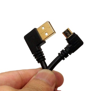 Hot bán OEM mạ vàng <span class=keywords><strong>USB</strong></span> cáp 2.0 góc trái <span class=keywords><strong>Micro</strong></span> Phải Angled 0.25m tùy chỉnh chiều dài PVC Áo khoác bện che chắn - Product Image 1