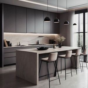 ตู้ครัวทรงสูงตกแต่งแล็กเกอร์ไม้เคลือบเงาเฟอร์นิเจอร์สไตล์ยุโรปหรูหราดีไซน์ทันสมัยตามสั่ง - Product Image 5